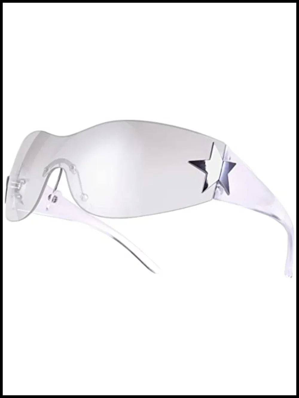 Wrap Around Rimless Sunglasses Y2K Shield Style UV Protection